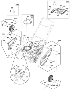 Wheel And Body Covering Group Diagram and Parts List for 1696715-01-1022E 2019 Briggs and Stratton Snow Blower